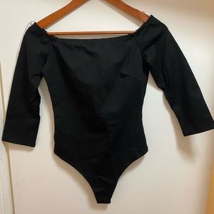 LuLus Like a Bird Black Off The Shoulder Bodysuit